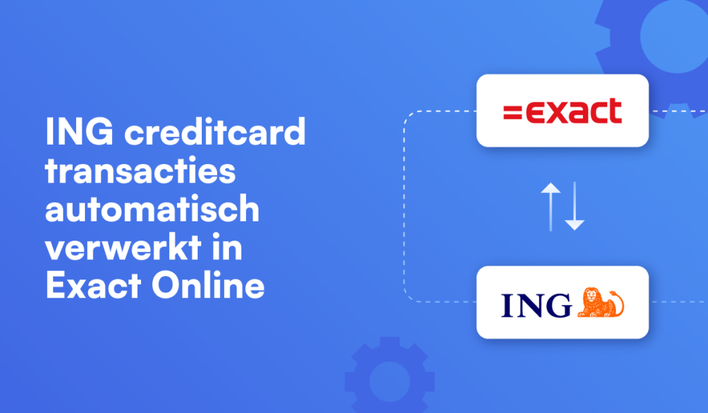 ing creditcard transacties automatisch verwerkt in exact online, met exact logo en ing logo op blauwe achtergrond