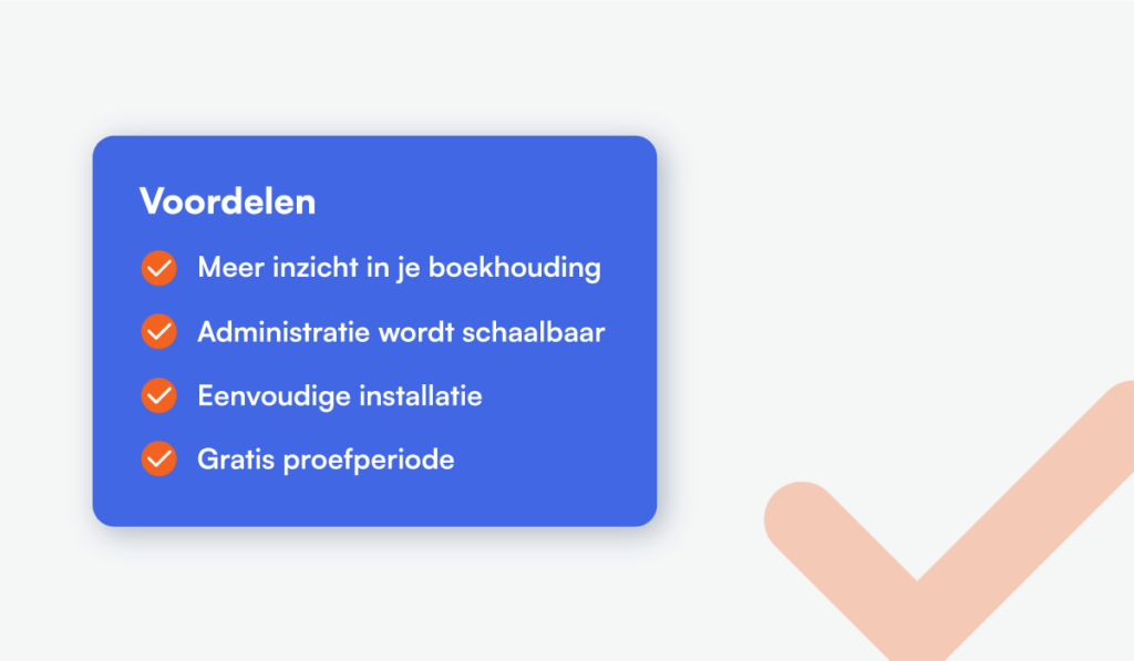voordelen van bol afletteren koppeling in blauw blok met oranje vinkjes op witte achtergrond