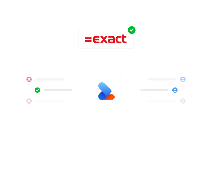 exact, ziosync en paypal logo met 2 witte blokken aan de zijkanten