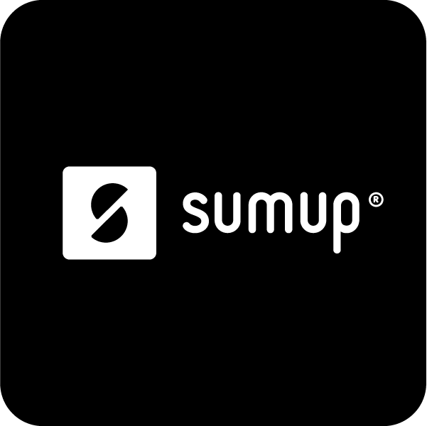 SumUp logo met een S in een vierkant en de tekst SumUp met een geregistreerd handelsmerkteken